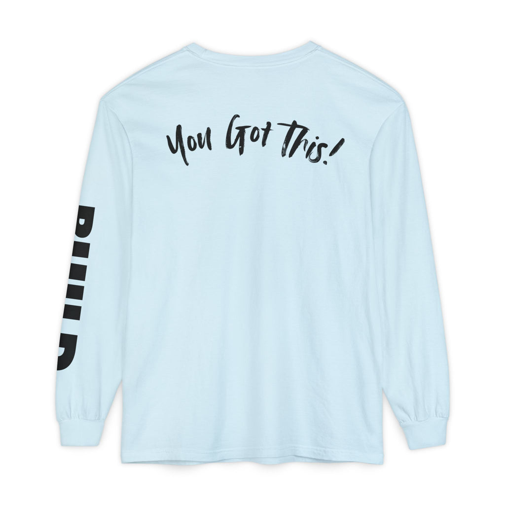 DIY BUILD Long Sleeve T-Shirt — Bold Statement Tee for Makers & Creators (Black Text)