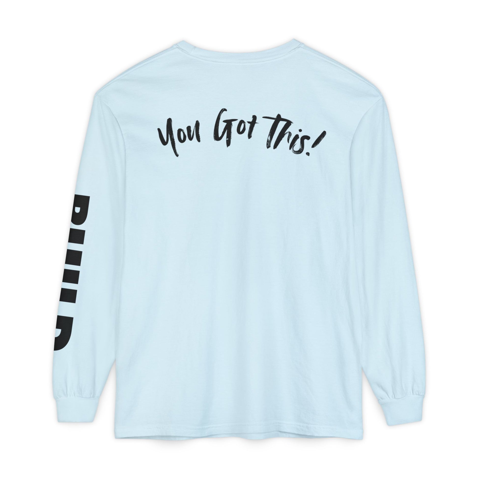 DIY BUILD Long Sleeve T-Shirt — Bold Statement Tee for Makers & Creators (Black Text)