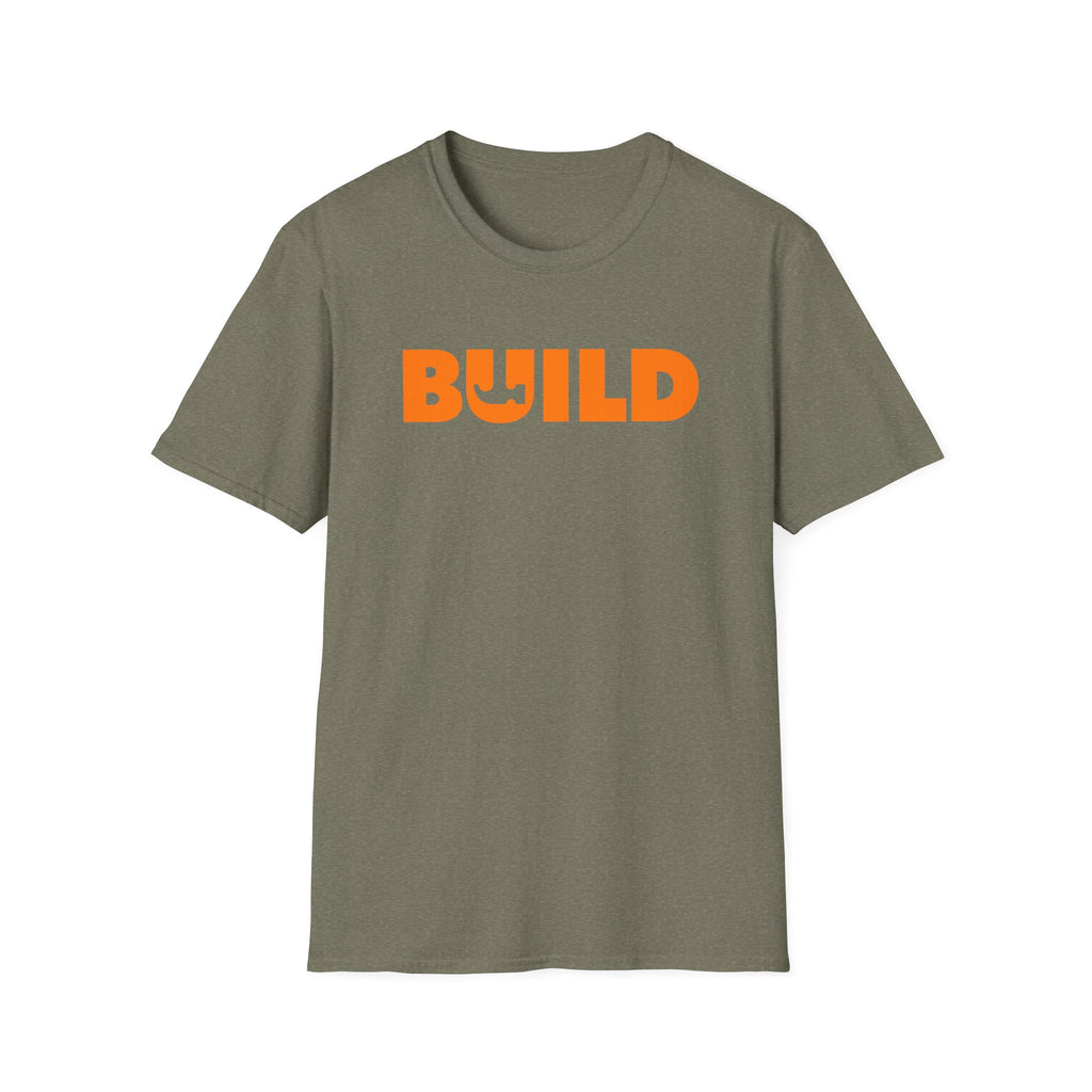 DIY BUILD T-Shirt - For Makers & Creators (Military Green with Orange Text)