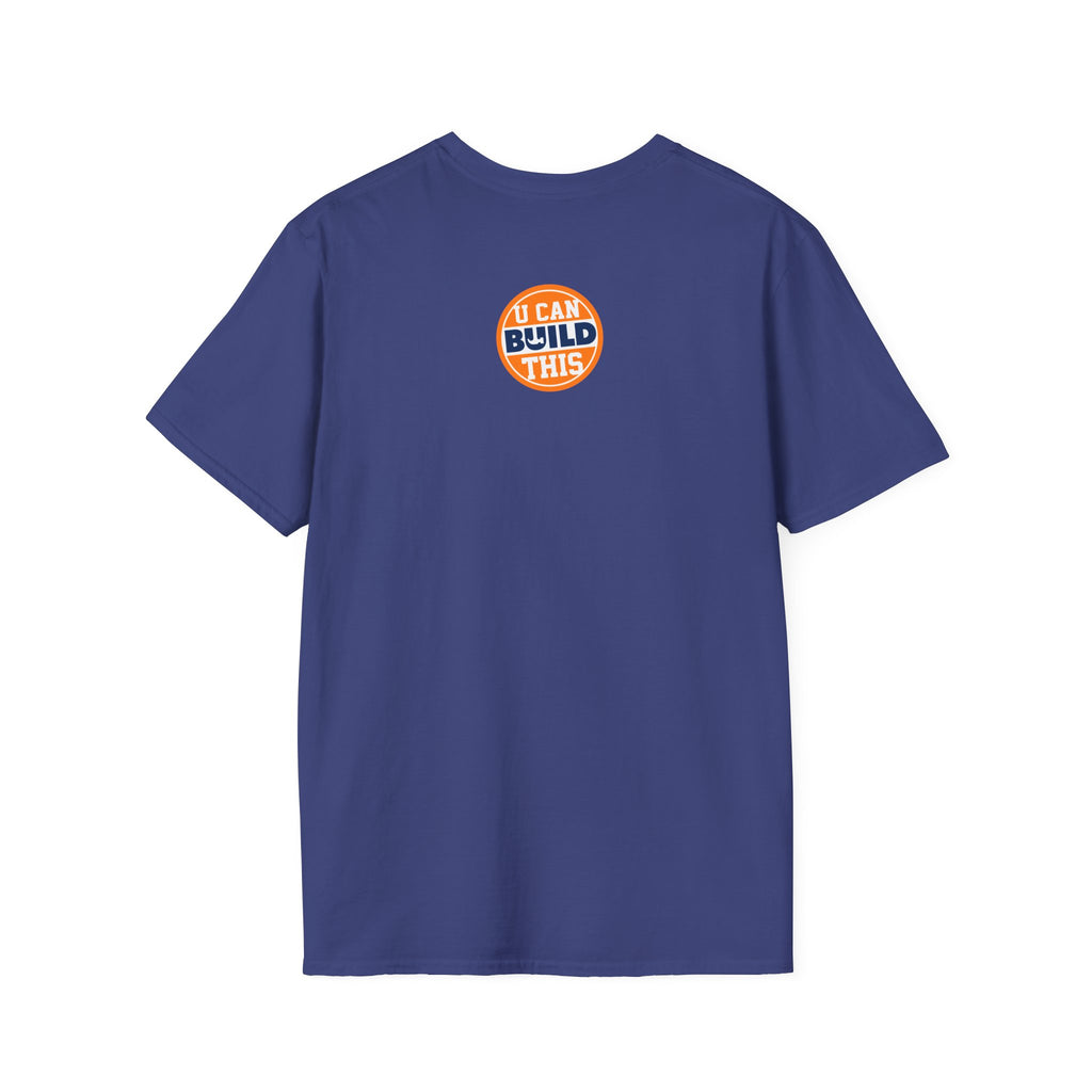 DIY BUILD T-Shirt - For Makers & Creators (Blue with Orange Text)