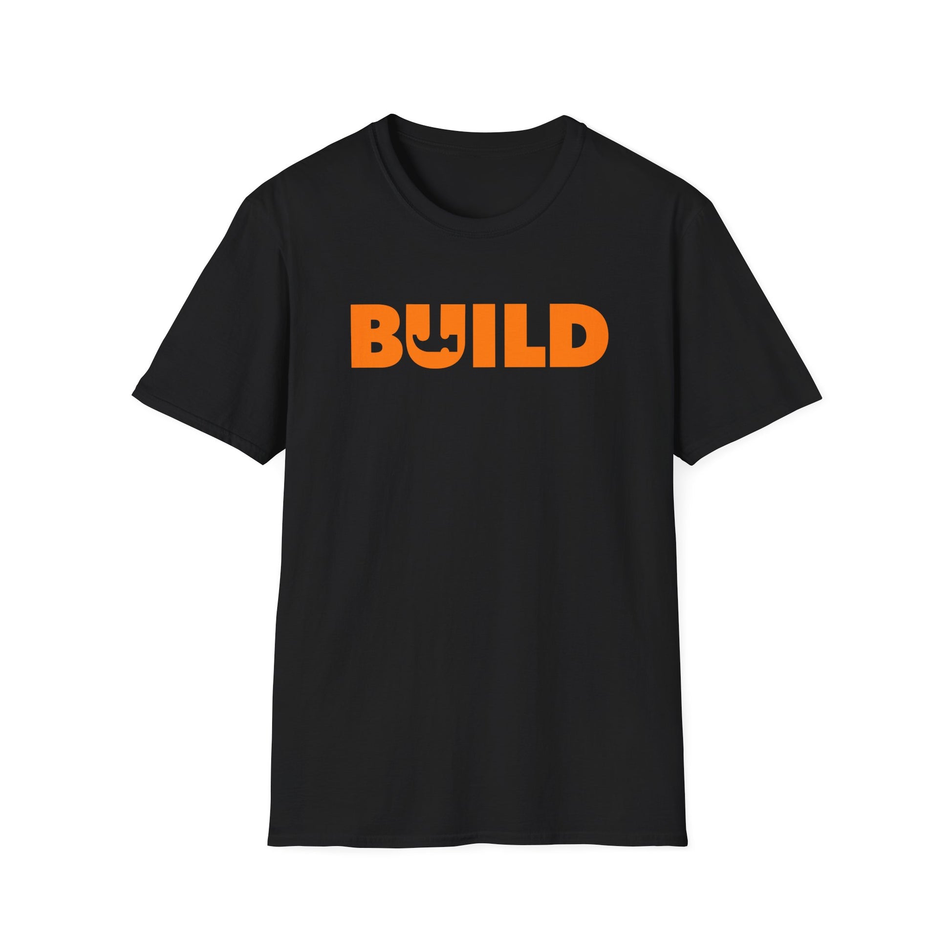 DIY BUILD T-Shirt - Bold Statement Tee for Makers & Creators (Orange Text)