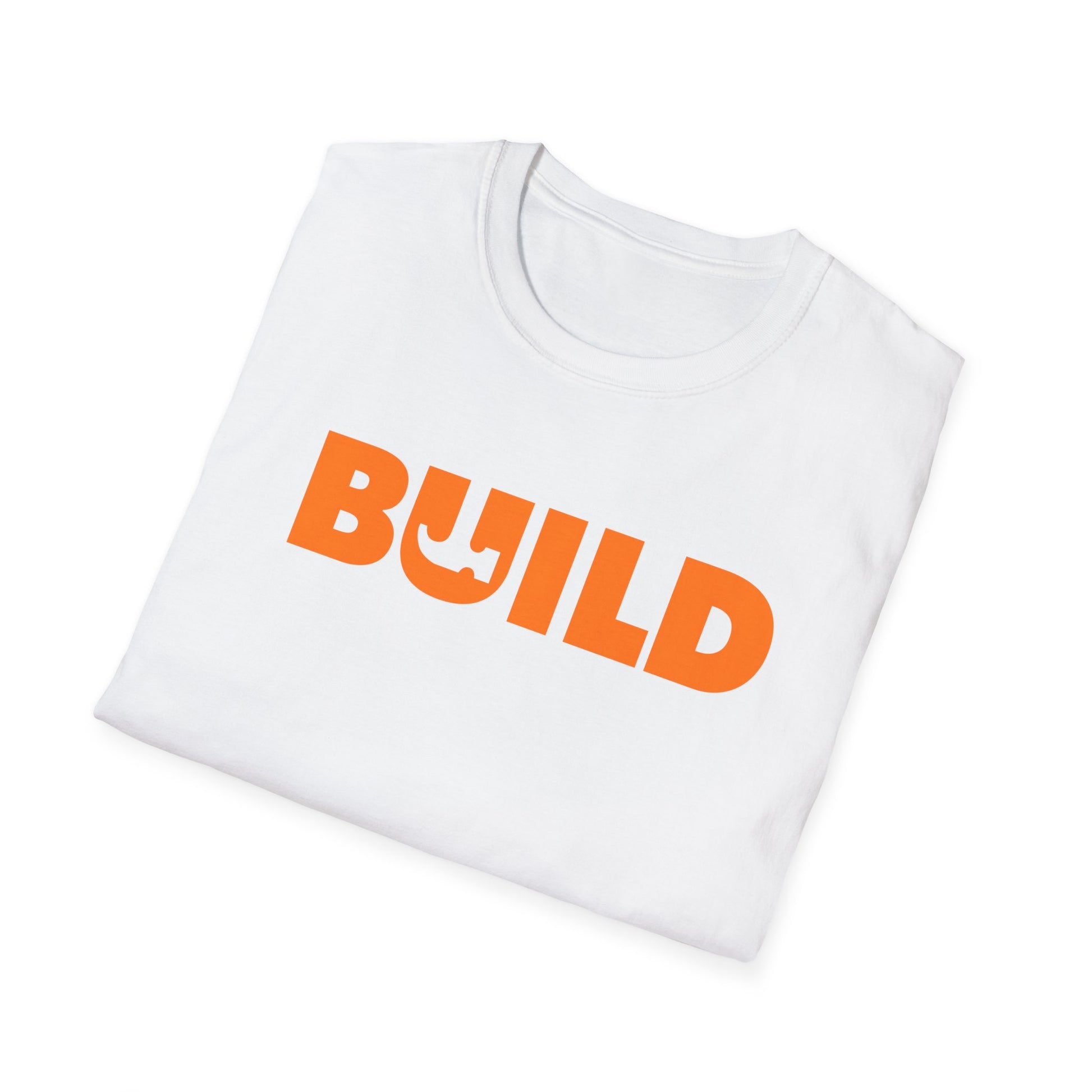DIY BUILD T-Shirt - Bold Statement Tee for Makers & Creators (Orange Text)