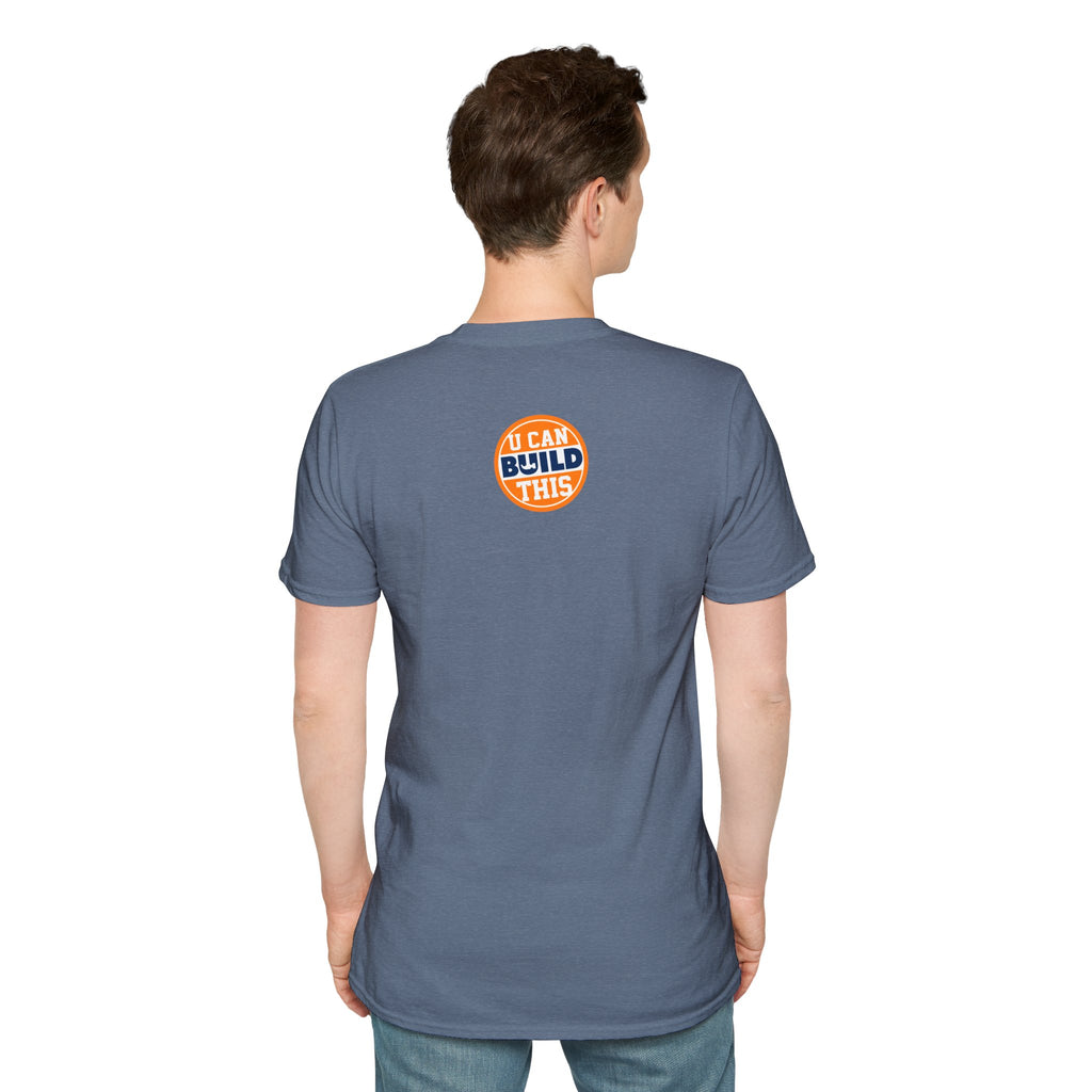 DIY BUILD T-Shirt - For Makers & Creators (Indigo with Orange Text)