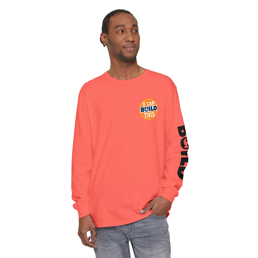 DIY BUILD Long Sleeve T-Shirt — Bold Statement Tee for Makers & Creators (Black Text)