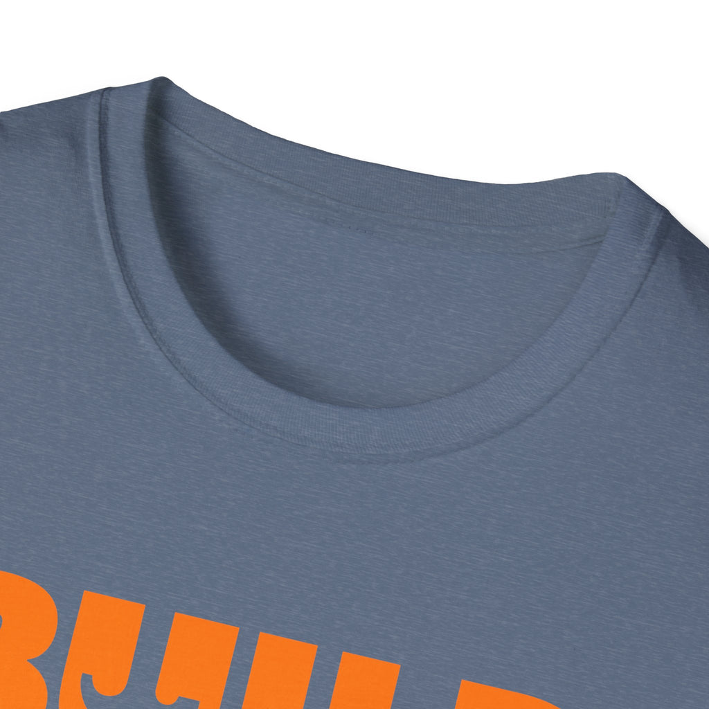 DIY BUILD T-Shirt - For Makers & Creators (Indigo with Orange Text)