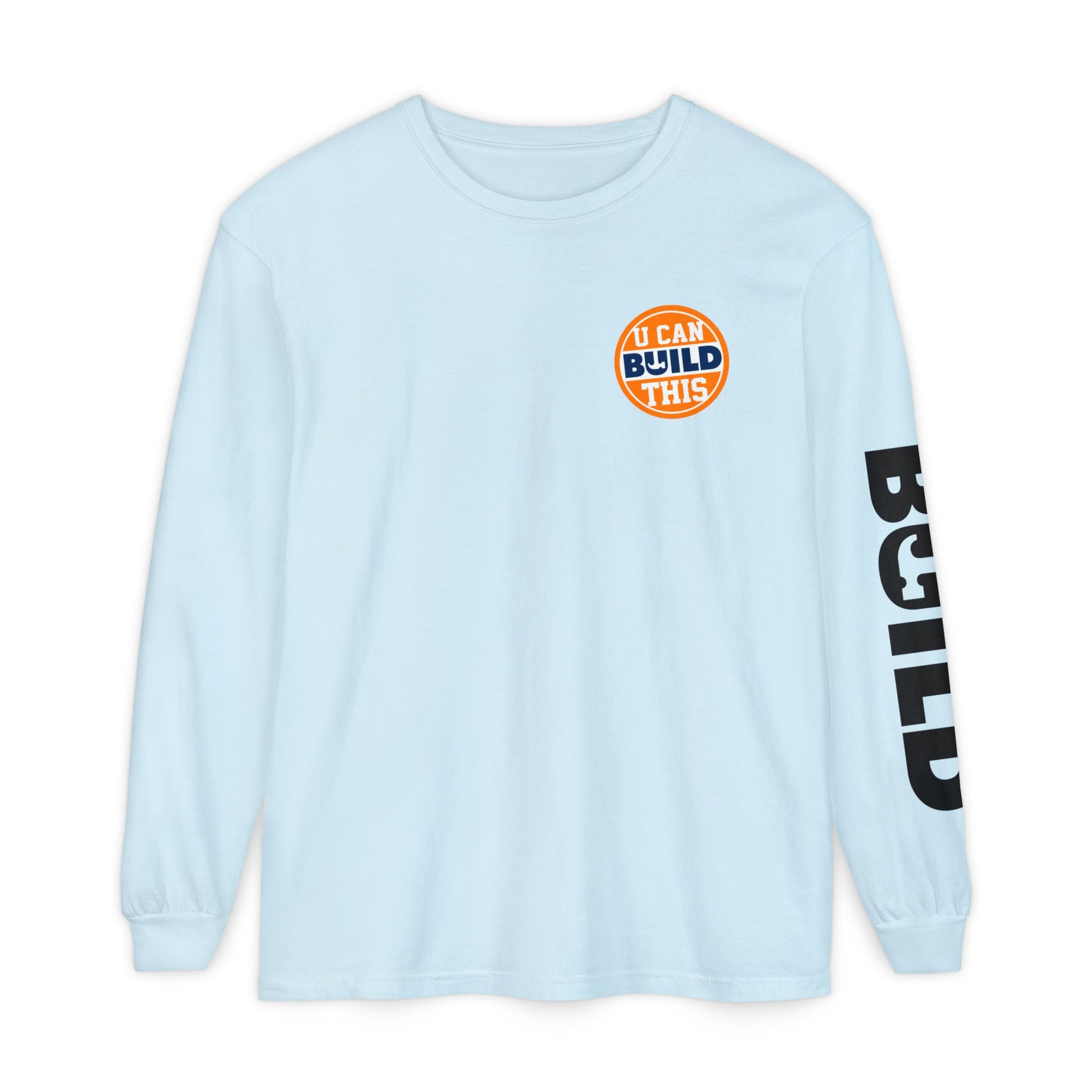 DIY BUILD Long Sleeve T-Shirt — Bold Statement Tee for Makers & Creators (Black Text)
