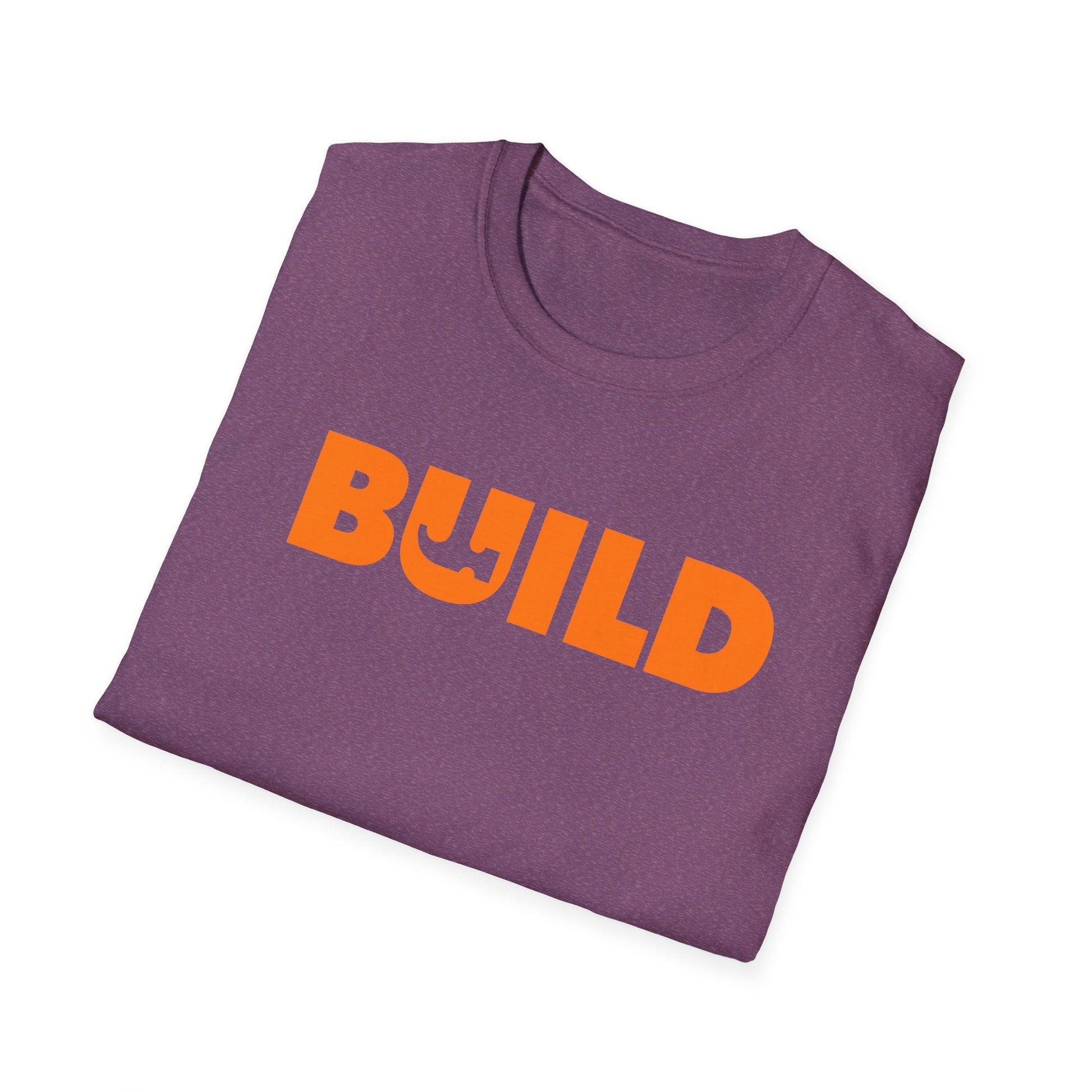 DIY BUILD T-Shirt - Bold Statement Tee for Makers & Creators (Orange Text)