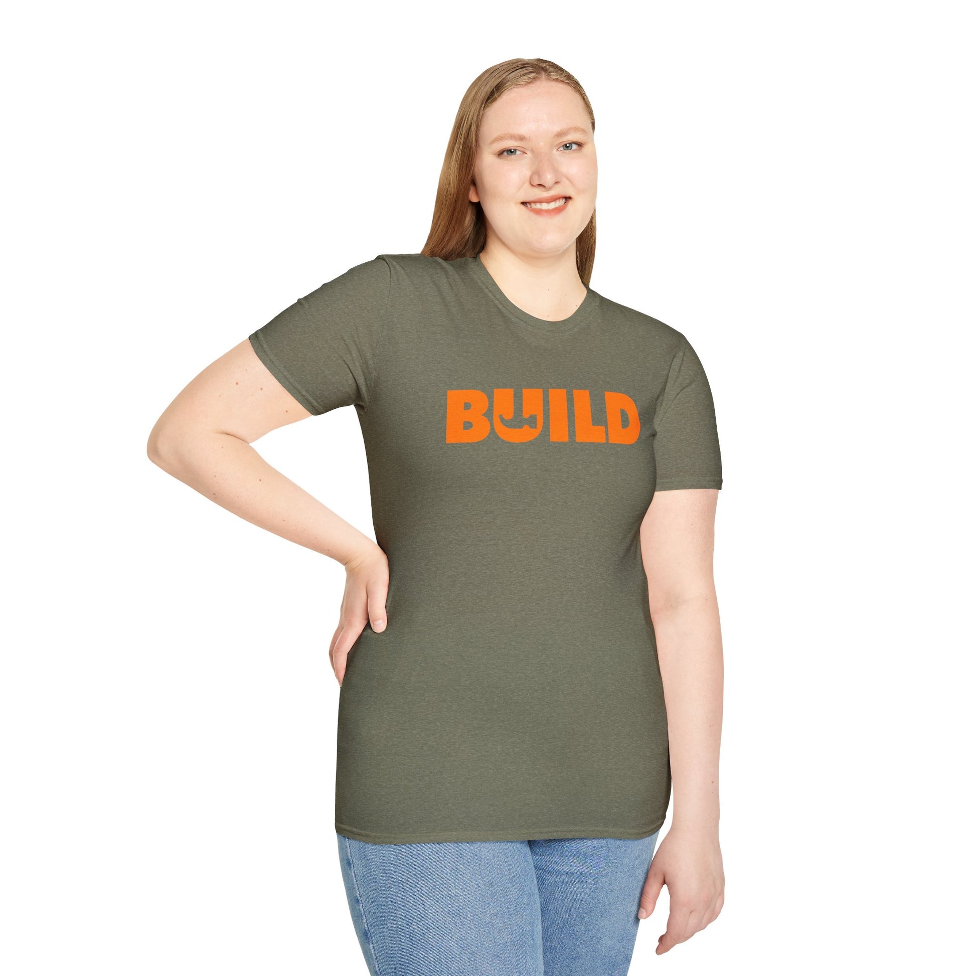 DIY BUILD T-Shirt - Bold Statement Tee for Makers & Creators (Orange Text)