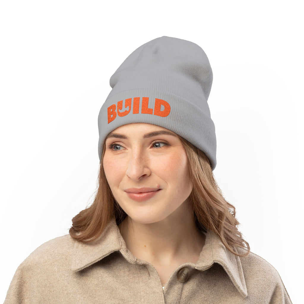 BUILD Embroidered Knit Beanie — Construction Crew Winter Hat