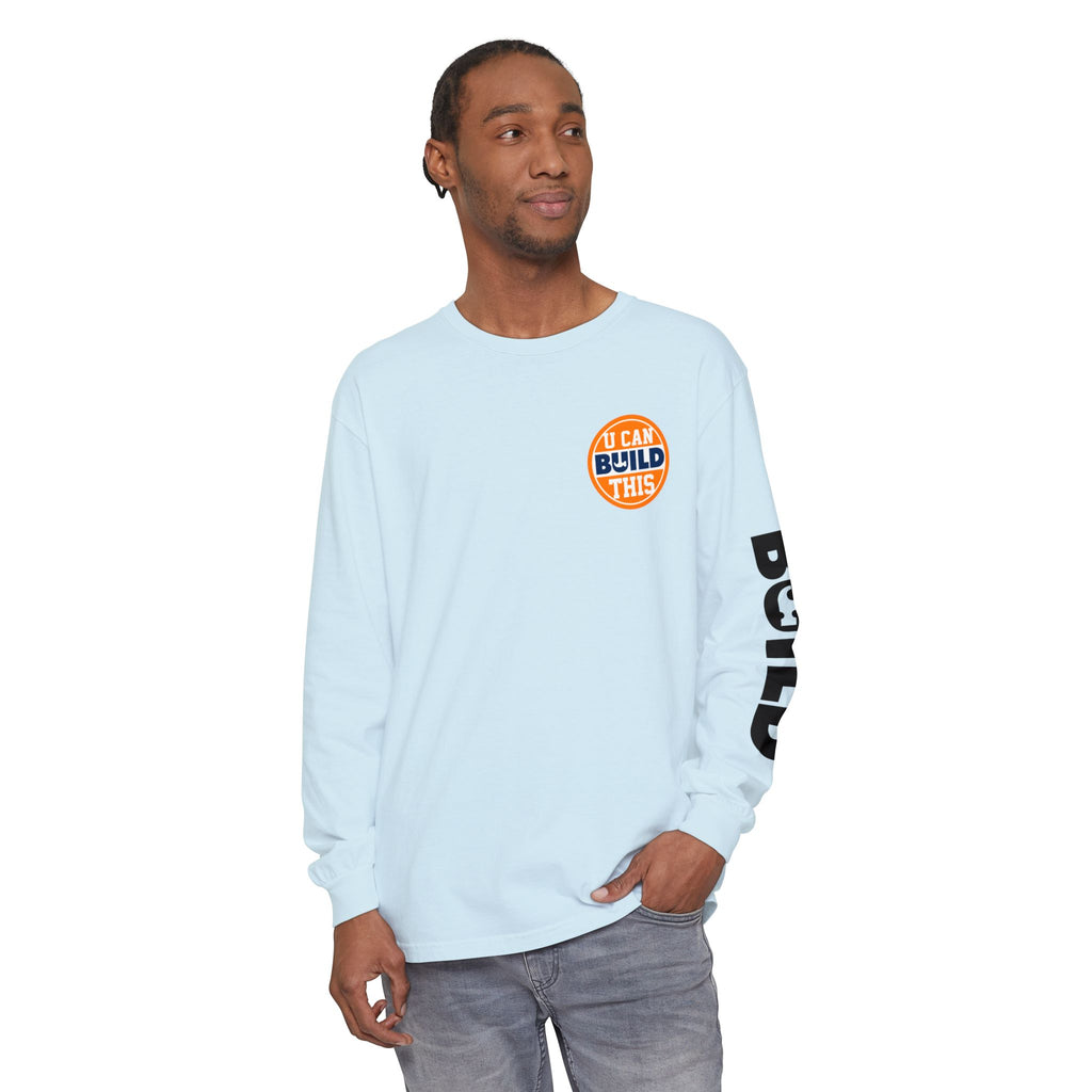 DIY BUILD Long Sleeve T-Shirt — Bold Statement Tee for Makers & Creators (Black Text)