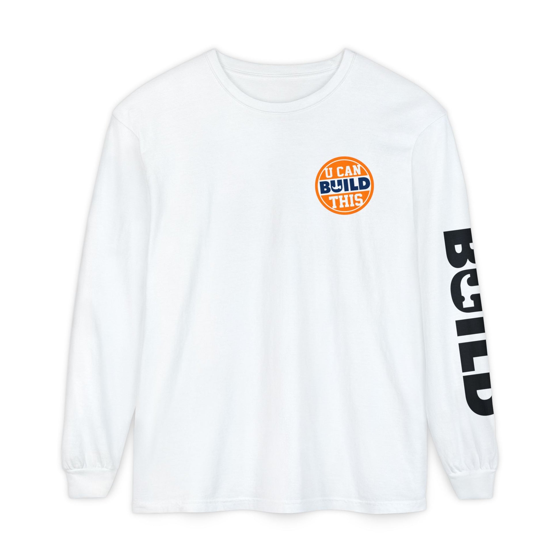 DIY BUILD Long Sleeve T-Shirt — Bold Statement Tee for Makers & Creators (Black Text)