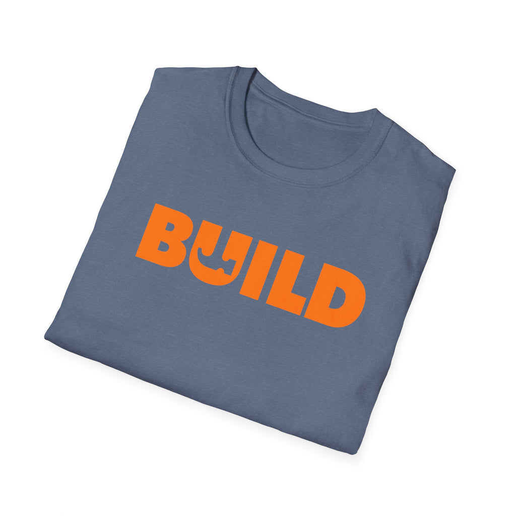 DIY BUILD T-Shirt - For Makers & Creators (Indigo with Orange Text)