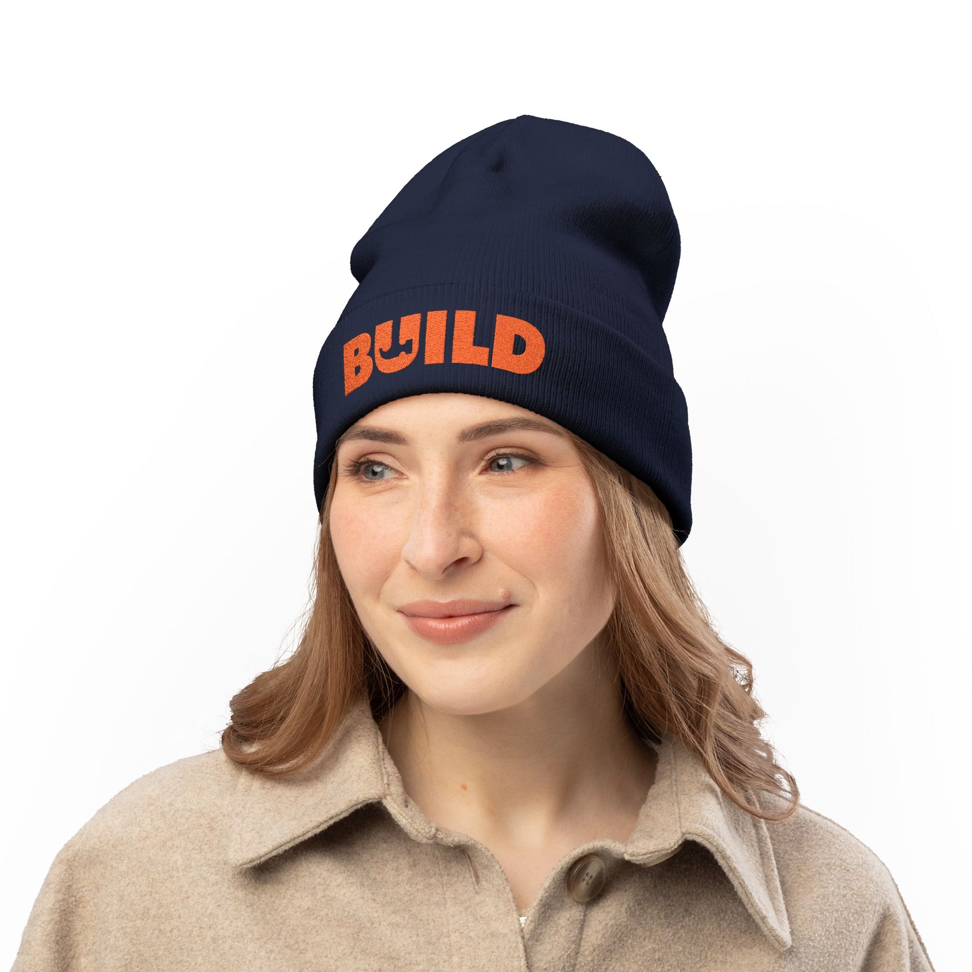 BUILD Embroidered Knit Beanie — Construction Crew Winter Hat