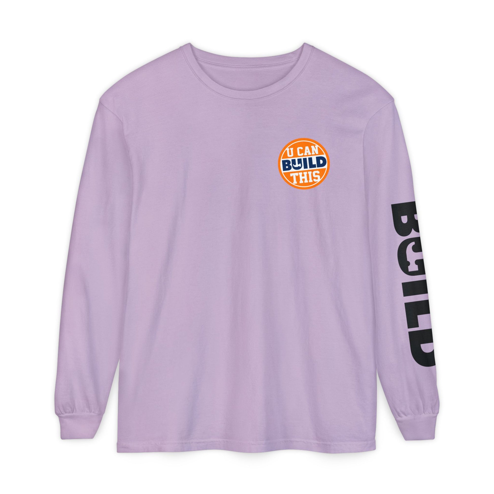 DIY BUILD Long Sleeve T-Shirt — Bold Statement Tee for Makers & Creators (Black Text)