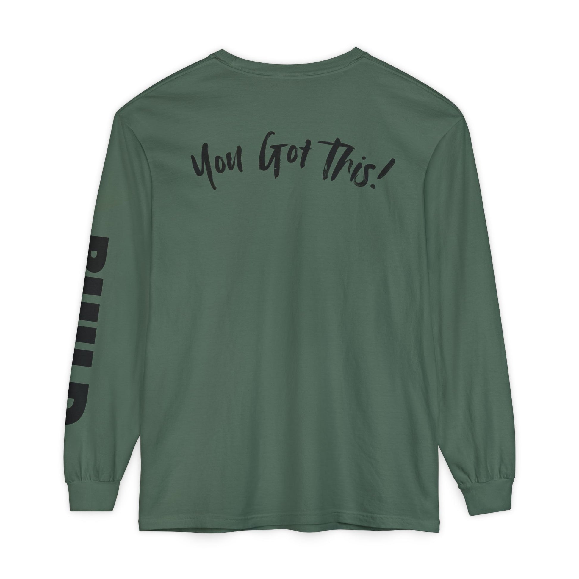 DIY BUILD Long Sleeve T-Shirt — Bold Statement Tee for Makers & Creators (Black Text)