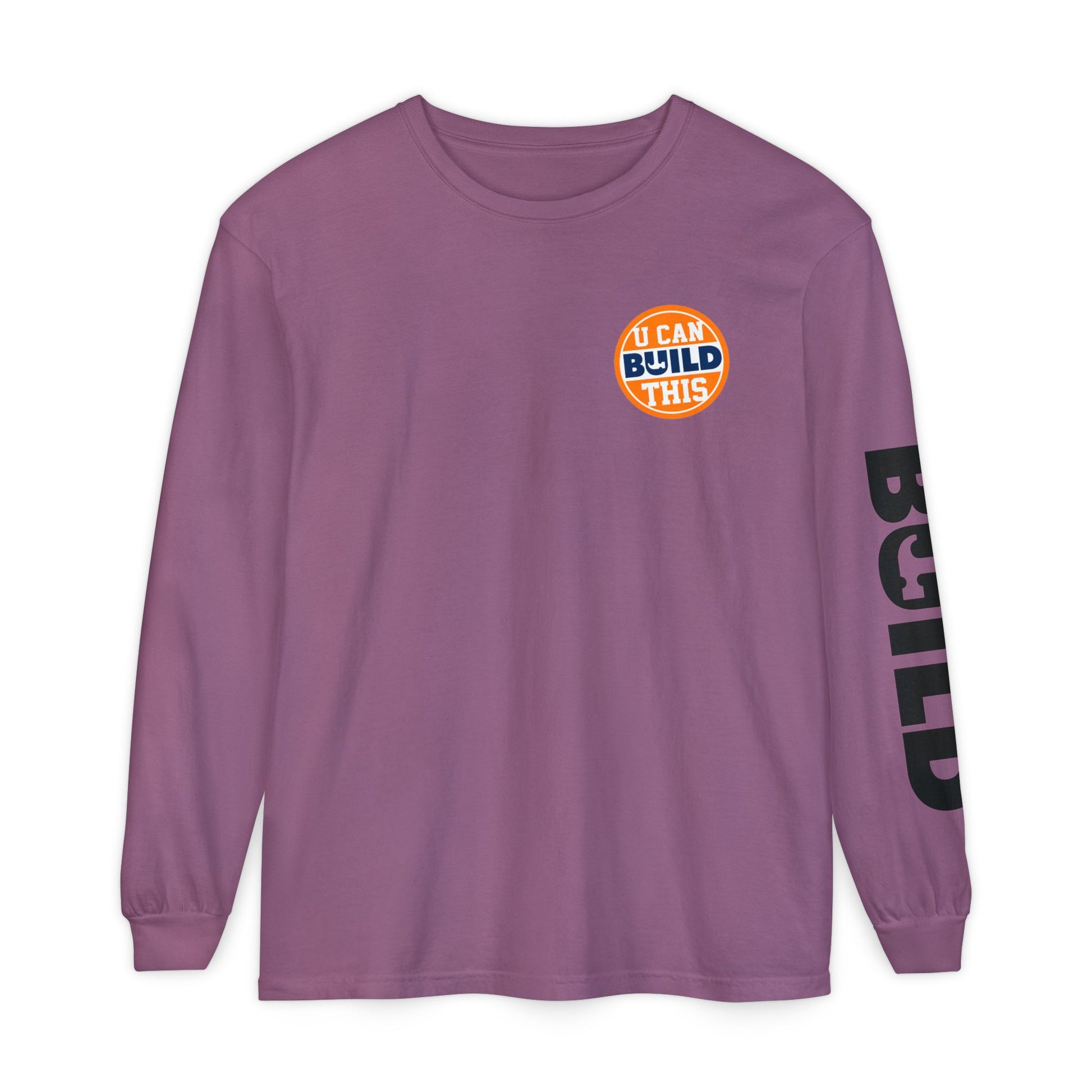 DIY BUILD Long Sleeve T-Shirt — Bold Statement Tee for Makers & Creators (Black Text)
