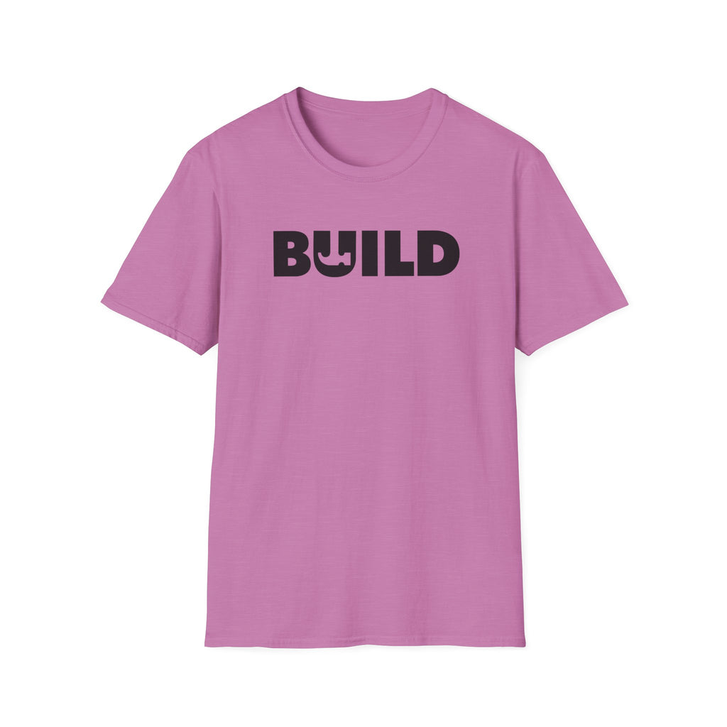 BUILD Graphic T‑Shirt - Bold Statement Tee for Makers and Creators (Orchid with Black Text)