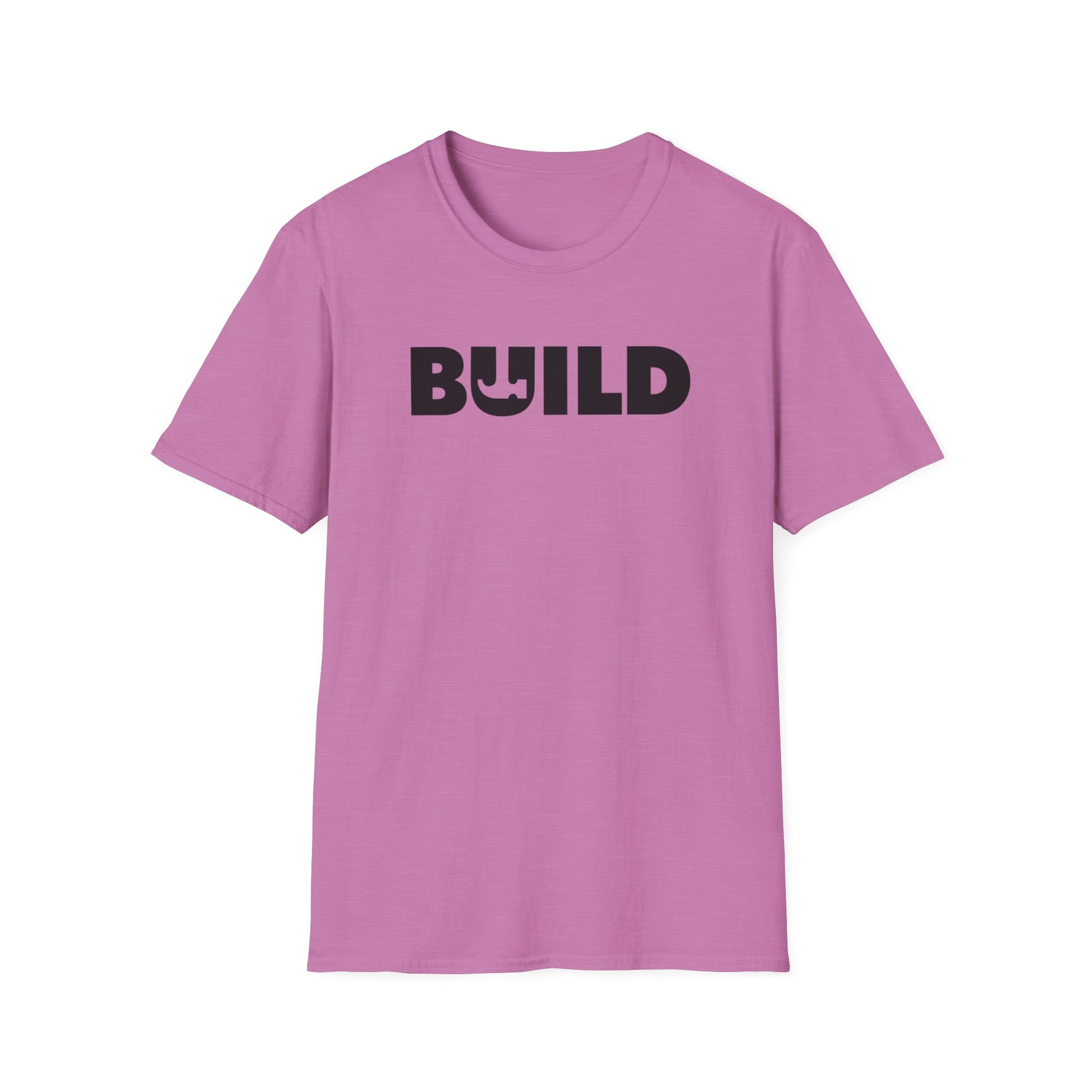 BUILD Graphic T‑Shirt - Bold Statement Tee for Makers and Creators (Orchid with Black Text)