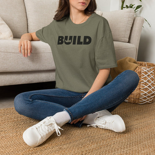 BUILD Graphic T‑Shirt - Bold Statement Tee for Makers and Creators (Green with Black Text)