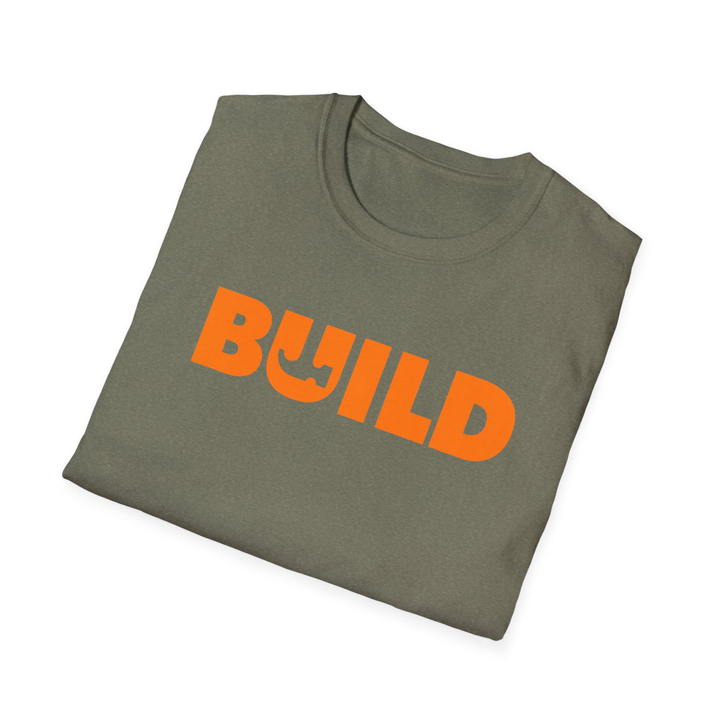 DIY BUILD T-Shirt - For Makers & Creators (Military Green with Orange Text)