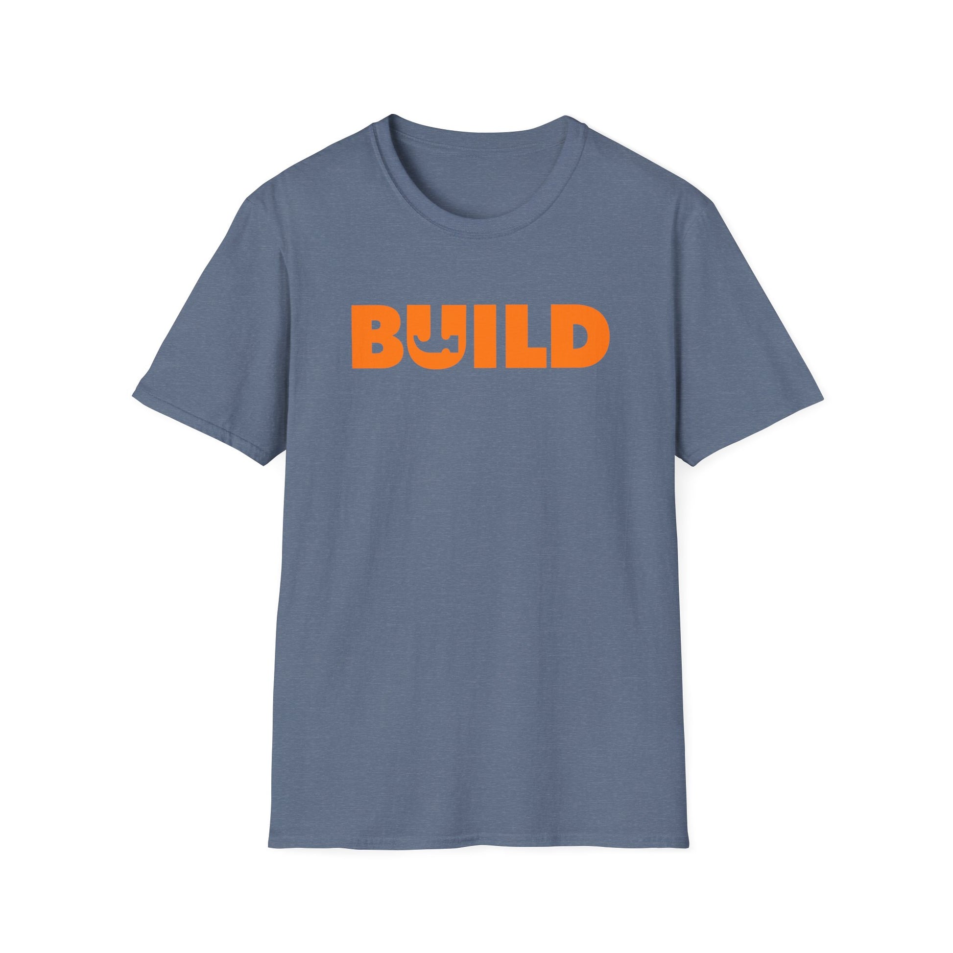 DIY BUILD T-Shirt - Bold Statement Tee for Makers & Creators (Orange Text)