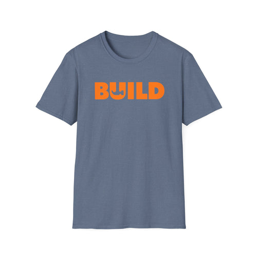 DIY BUILD T-Shirt - Bold Statement Tee for Makers & Creators (Orange Text)