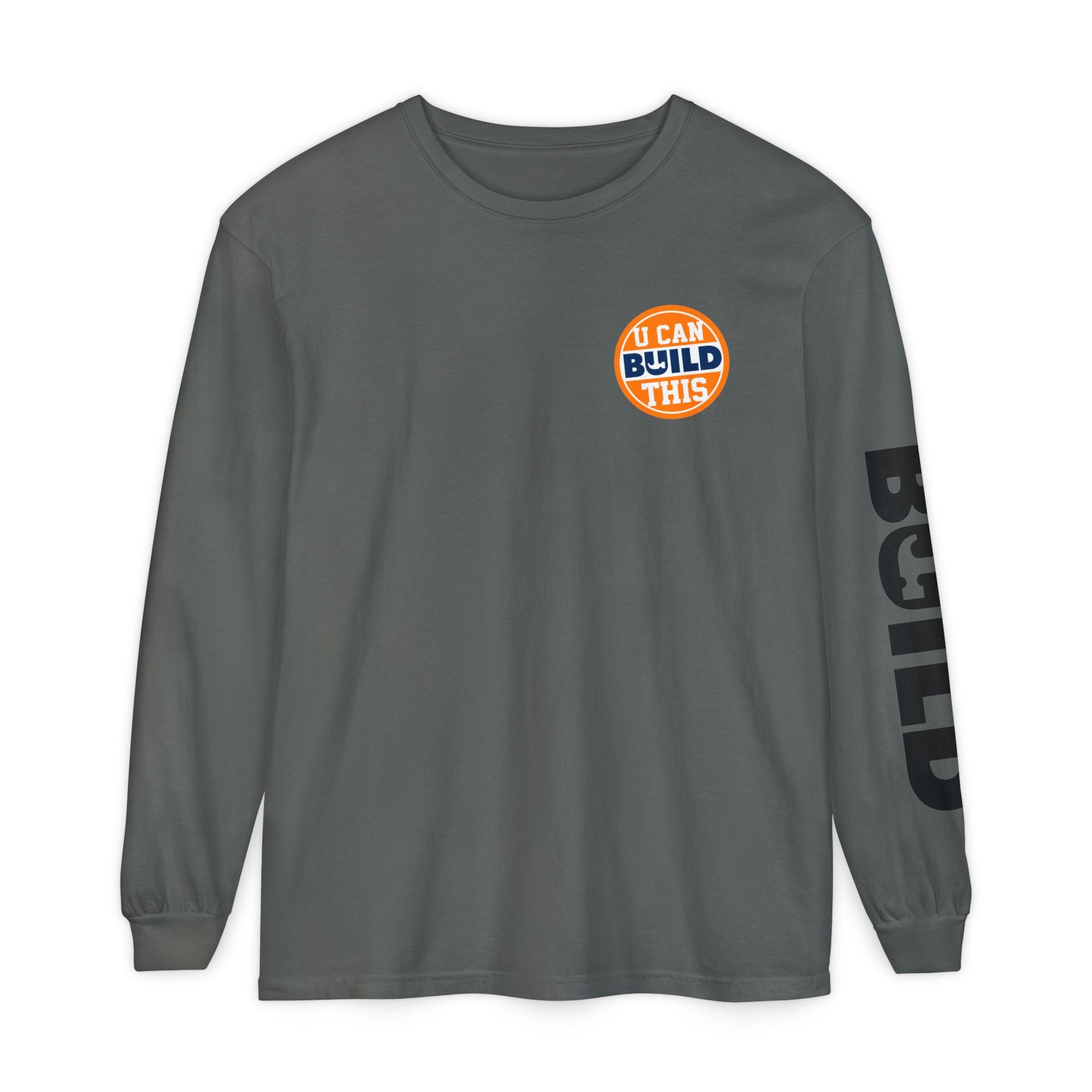 DIY BUILD Long Sleeve T-Shirt — Bold Statement Tee for Makers & Creators (Black Text)
