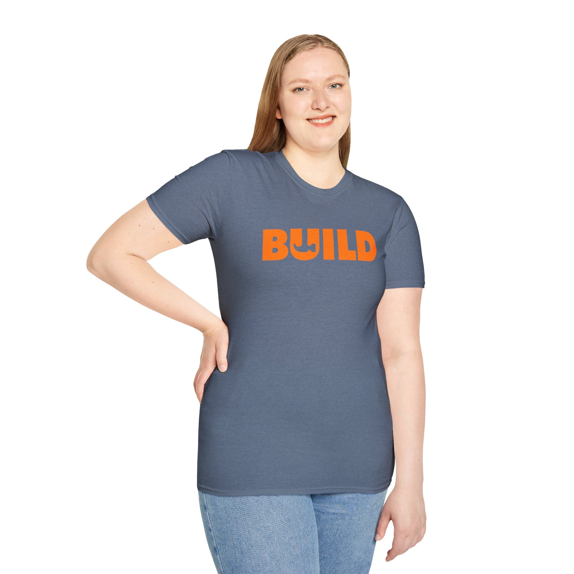 DIY BUILD T-Shirt - Bold Statement Tee for Makers & Creators (Orange Text)