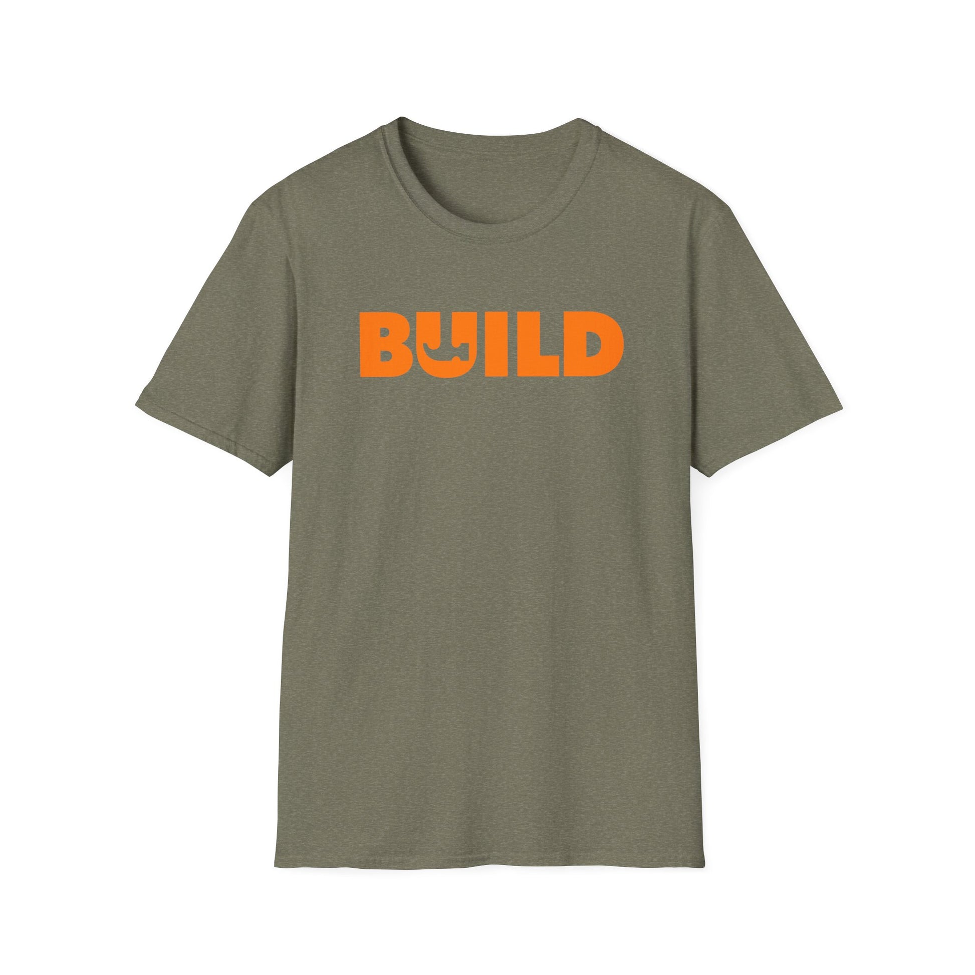 DIY BUILD T-Shirt - Bold Statement Tee for Makers & Creators (Orange Text)