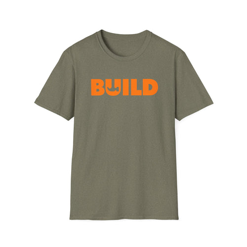 DIY BUILD T-Shirt - Bold Statement Tee for Makers & Creators (Orange Text)