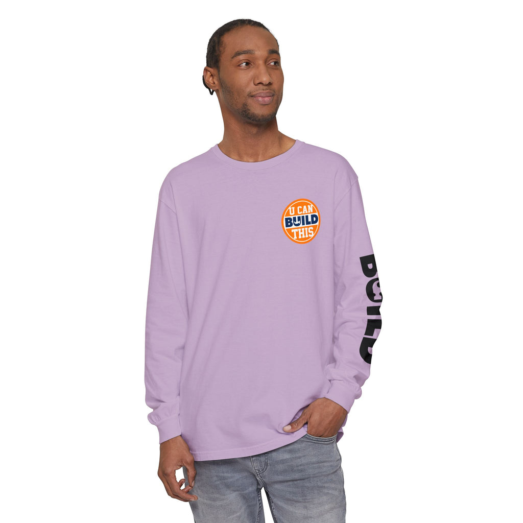 DIY BUILD Long Sleeve T-Shirt — Bold Statement Tee for Makers & Creators (Black Text)