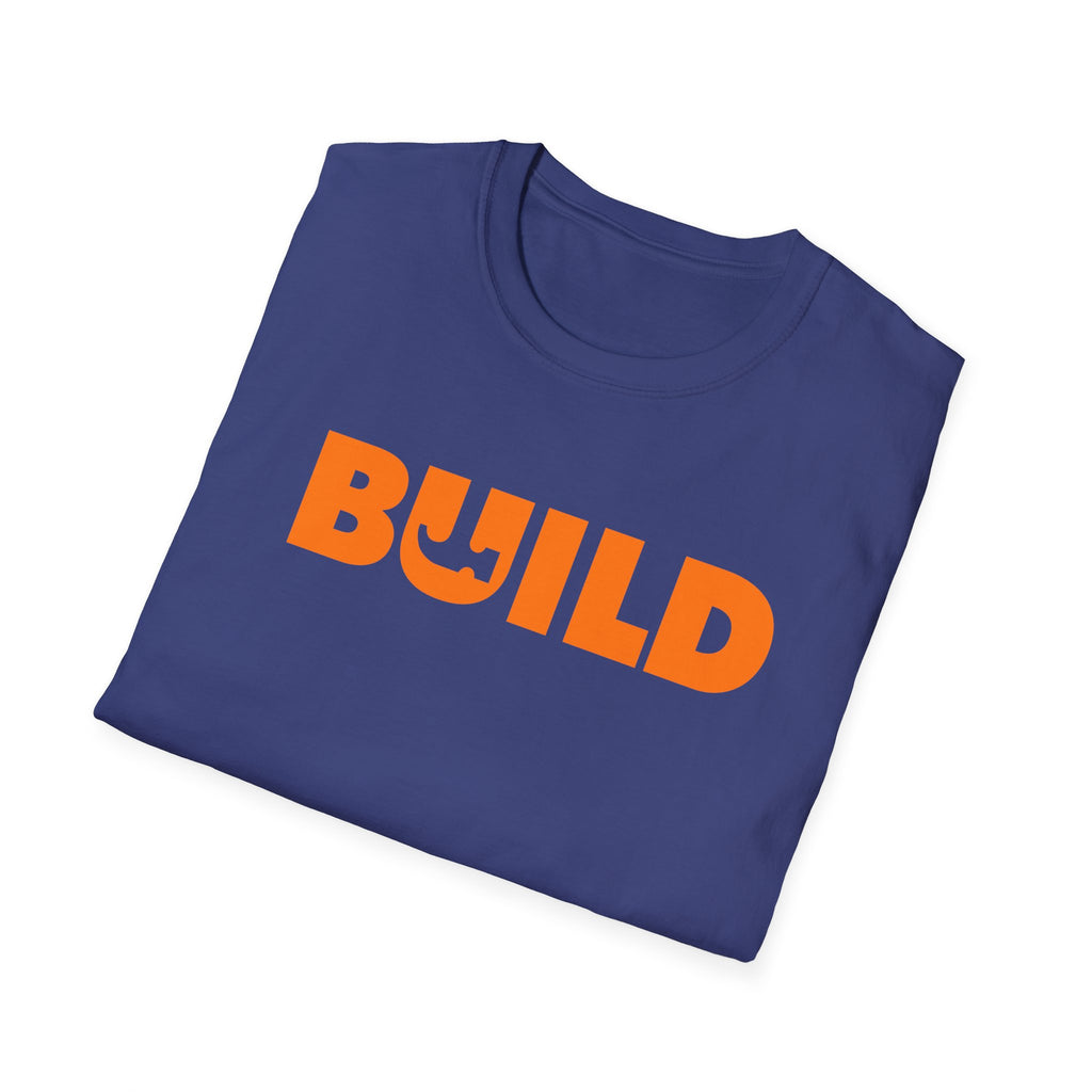 DIY BUILD T-Shirt - For Makers & Creators (Blue with Orange Text)