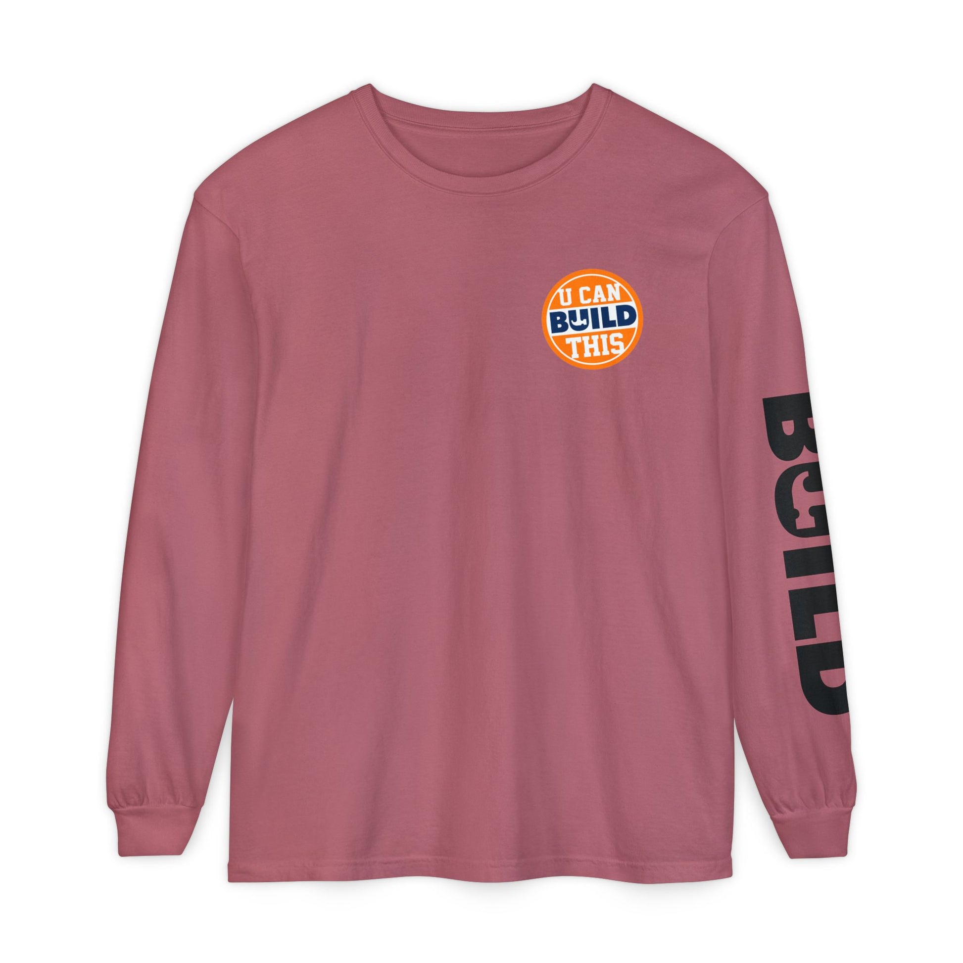 DIY BUILD Long Sleeve T-Shirt — Bold Statement Tee for Makers & Creators (Black Text)
