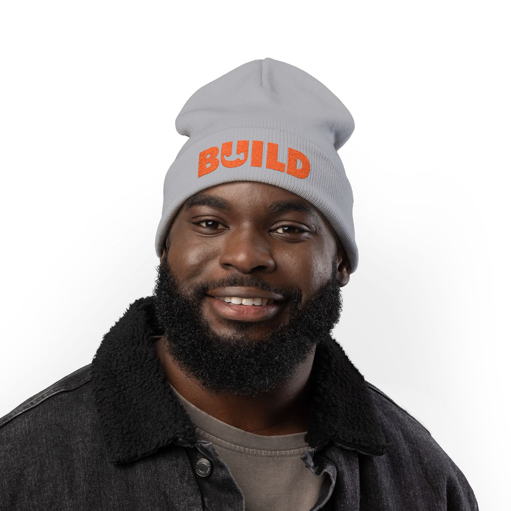 BUILD Embroidered Knit Beanie — Construction Crew Winter Hat