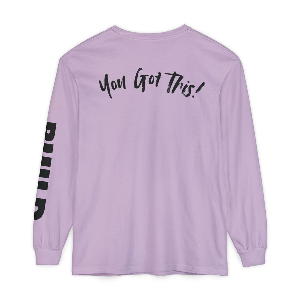 DIY BUILD Long Sleeve T-Shirt — Bold Statement Tee for Makers & Creators (Black Text)