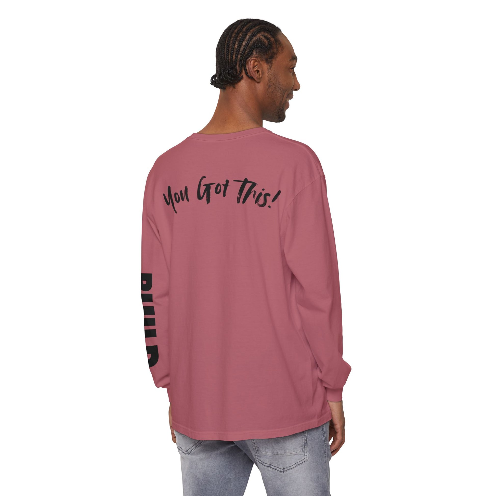 DIY BUILD Long Sleeve T-Shirt — Bold Statement Tee for Makers & Creators (Black Text)