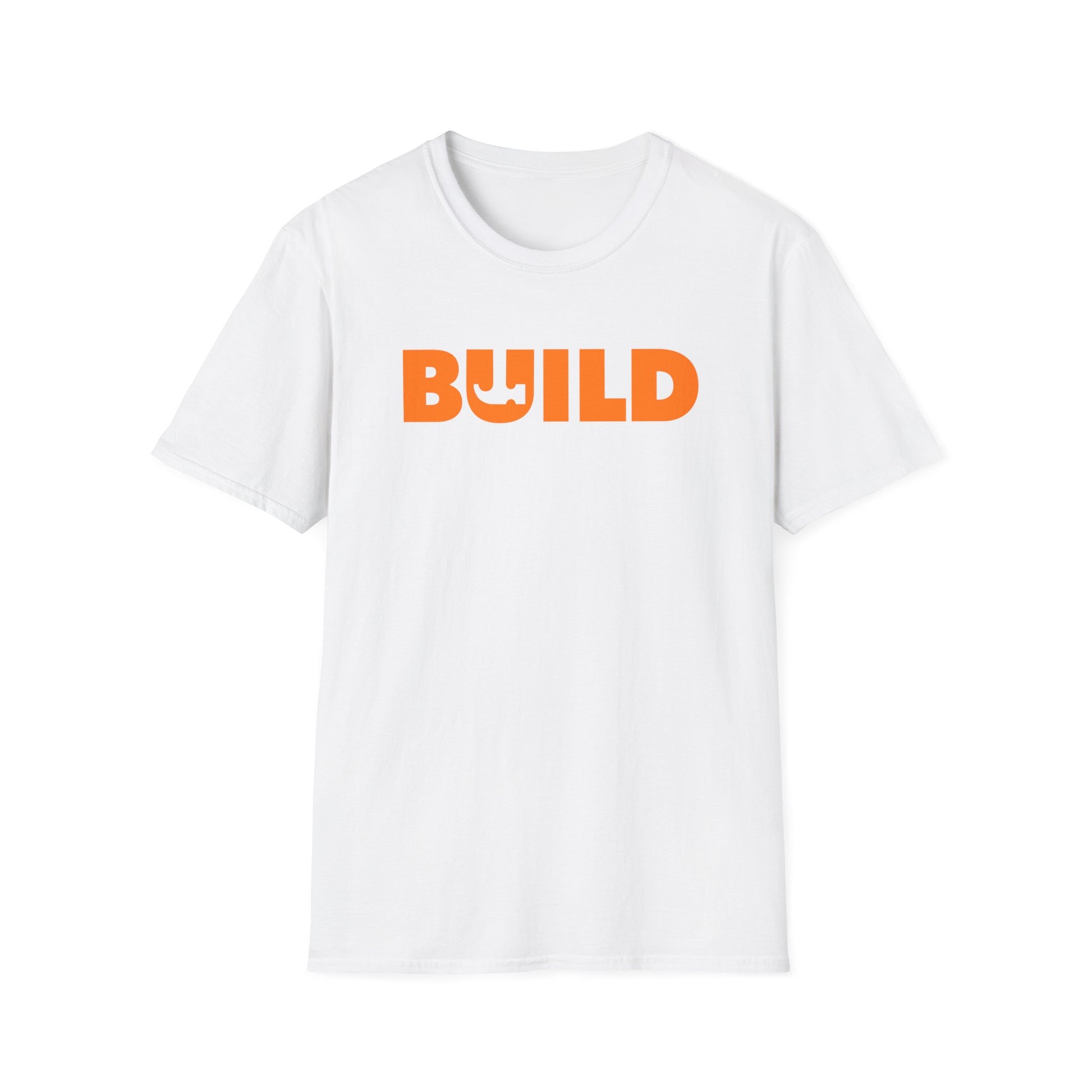 DIY BUILD T-Shirt - Bold Statement Tee for Makers & Creators (Orange Text)