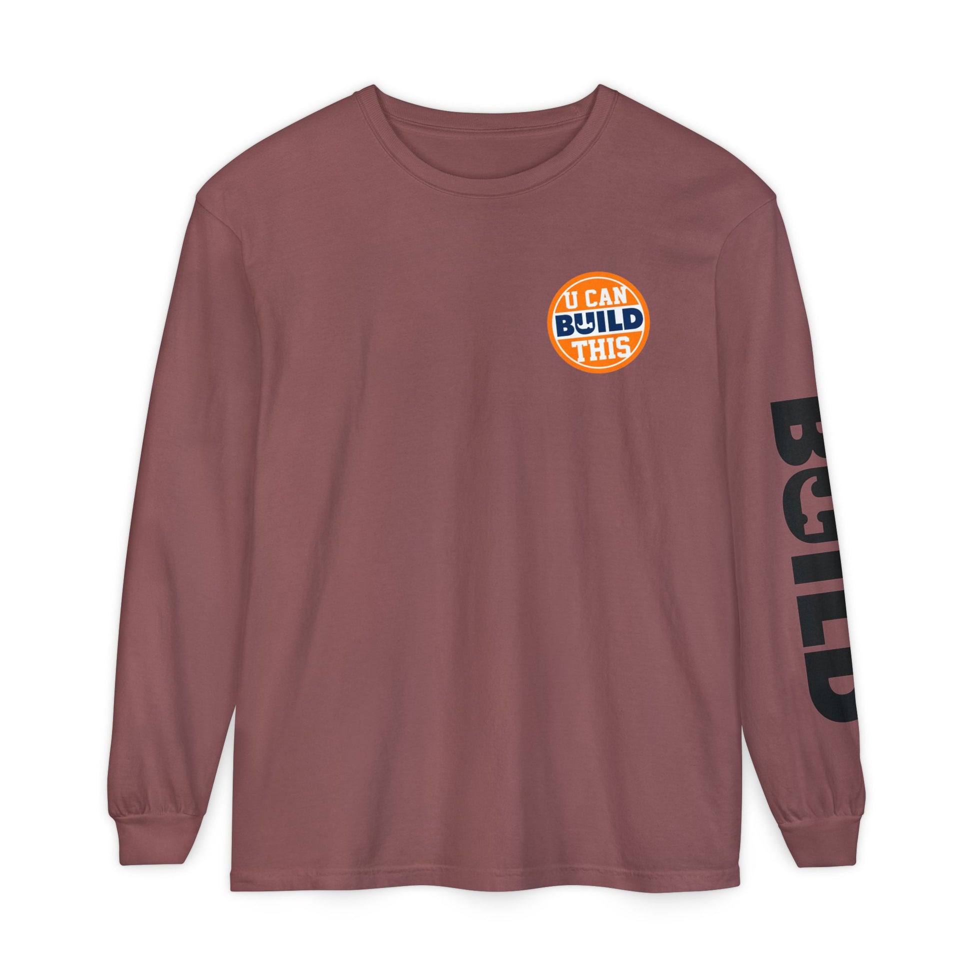 DIY BUILD Long Sleeve T-Shirt — Bold Statement Tee for Makers & Creators (Black Text)