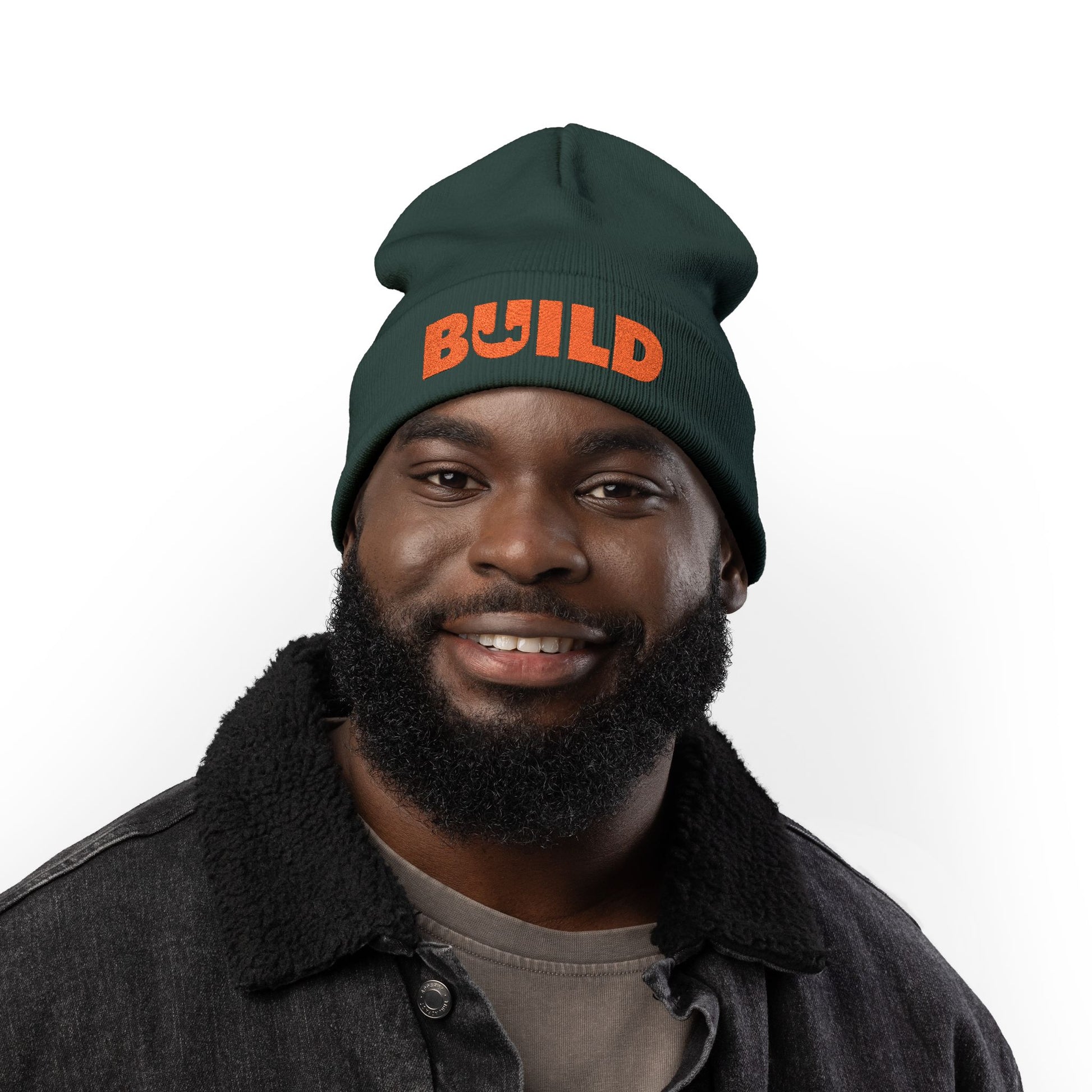 BUILD Embroidered Knit Beanie — Construction Crew Winter Hat