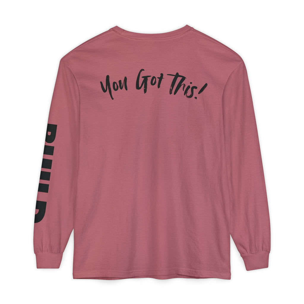 DIY BUILD Long Sleeve T-Shirt — Bold Statement Tee for Makers & Creators (Black Text)