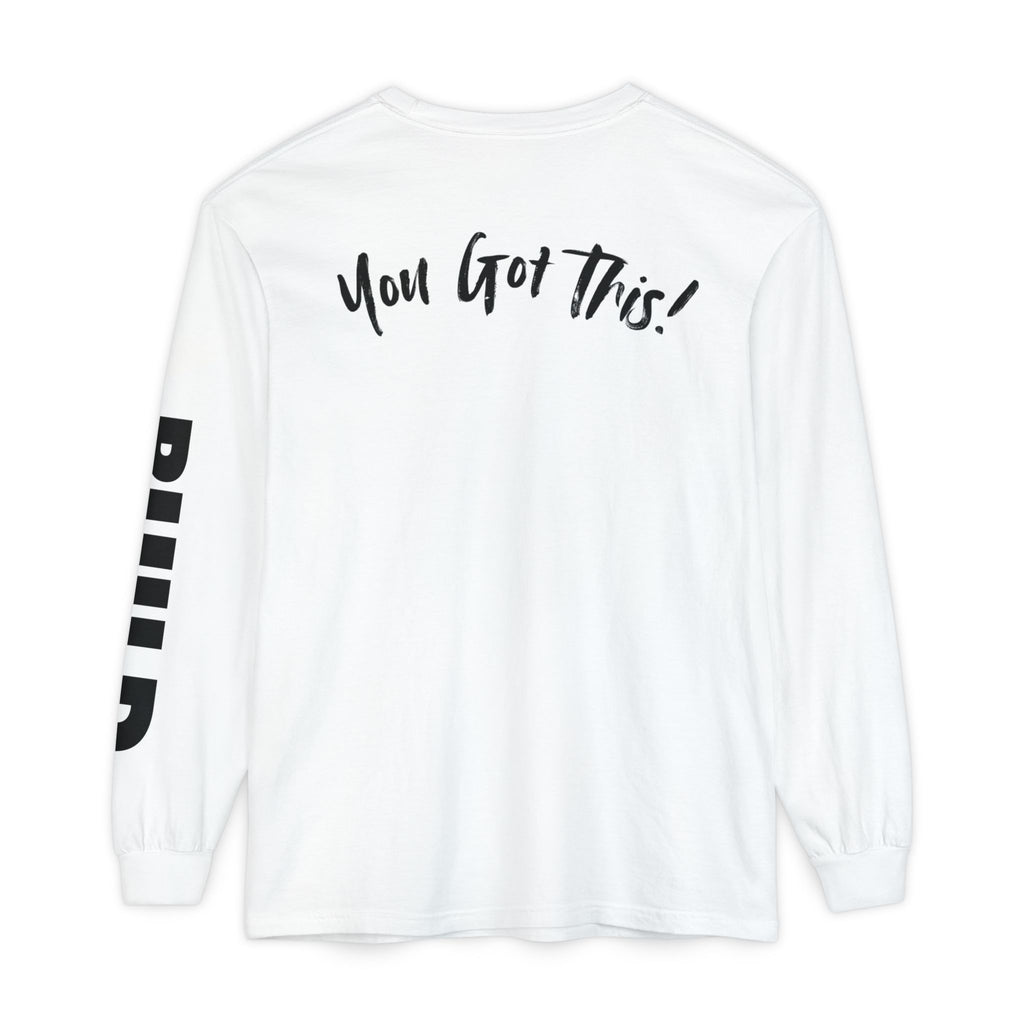 DIY BUILD Long Sleeve T-Shirt — Bold Statement Tee for Makers & Creators (Black Text)